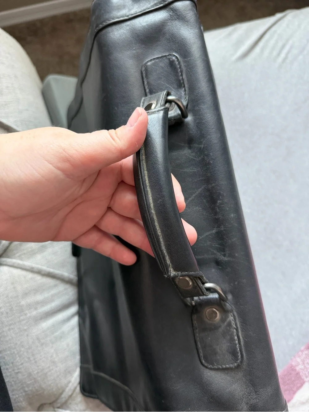 Kenneth Cole Black Leather Briefcase for Men